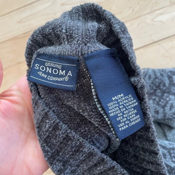 Vintage Fair Isle Chenille Style Sweater Gray Grunge Cottage Grandma Knit Size M - Picture 7 of 11